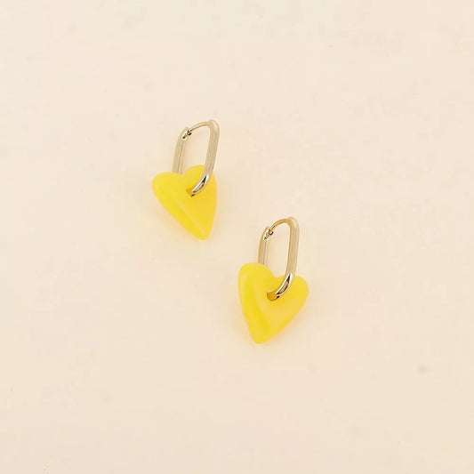 Créoles coeur résine (Jaune)