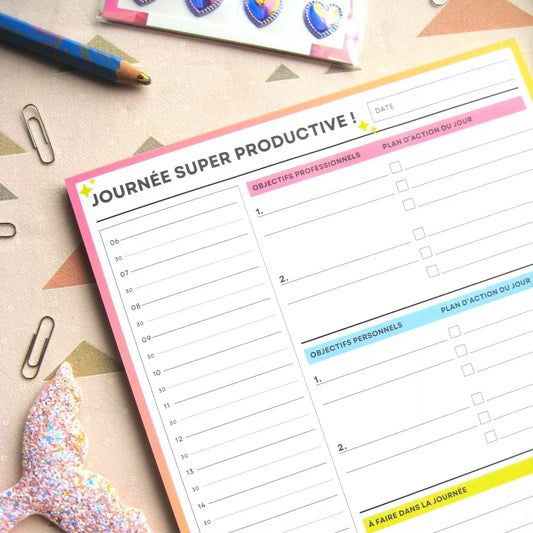 Planificateur Quotidien A4 – Organise ta Journée et Atteins tes Objectifs ! ✨
