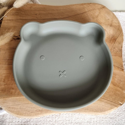 Assiette Ours en silicone - Sauge