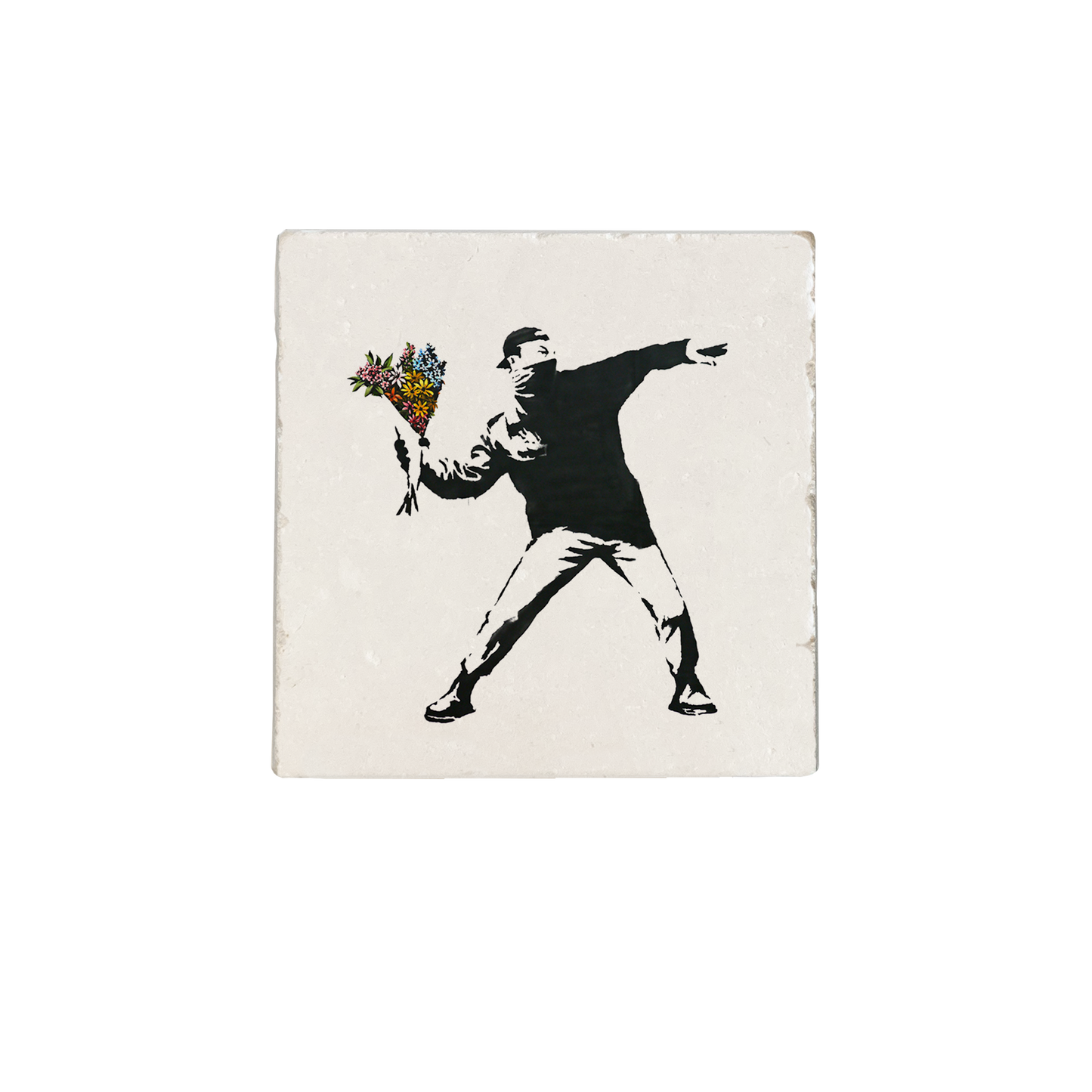 Hommes avec des fleurs - carreau en pierre naturelle