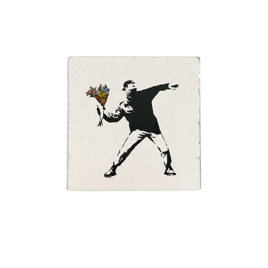 Hommes avec des fleurs - carreau en pierre naturelle