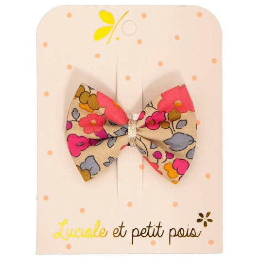 Barrette nœud ruban - Liberty Betsy fluo thé