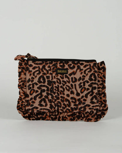 Pochette matelassée à froufrous Léopard: Grande