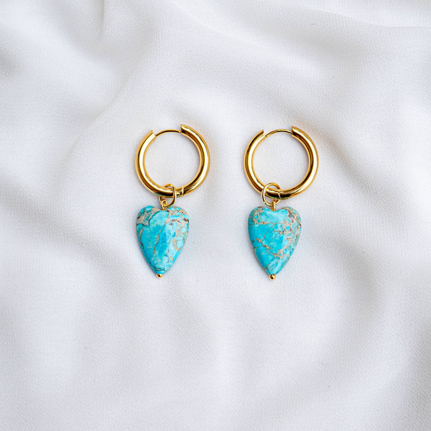 CHIARA - boucles d'oreilles en forme de cœur en jaspe impérial bleu