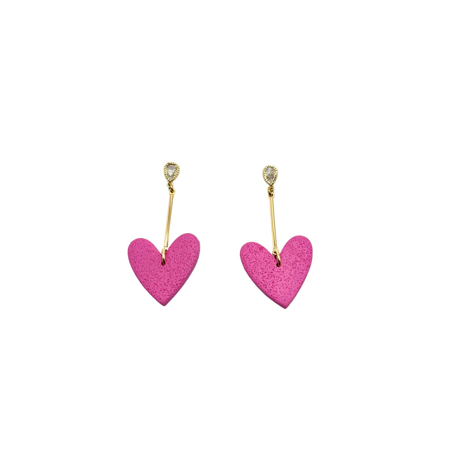 ALLEGRA - Boucles d'oreilles pendantes en forme de cœur fuchsia