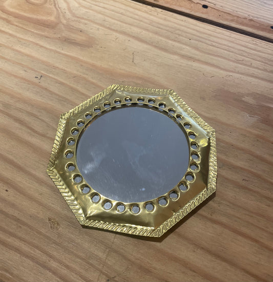 Mini miroir marocain hoctogonal doré