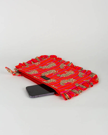 Pochette matelassée à froufrous Guépard: Grande