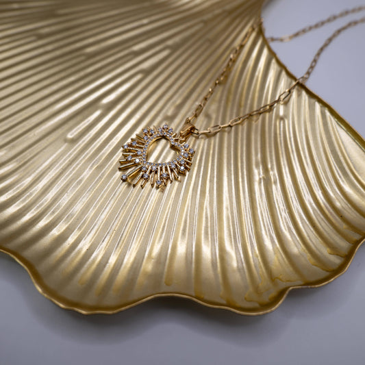 CUORE SACRO - Collier en métal doré 18 carats avec pendentif en forme de cœur