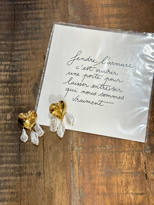 Boucles Katya - coeur & perles