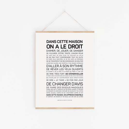 Affiche Dans cette maison, on a le droit  : MINI A6 10.5 x 14.8 mm