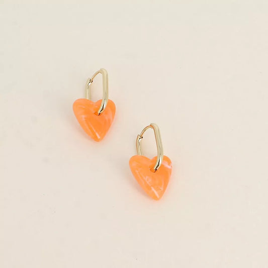 Créoles coeur résine (Orange)