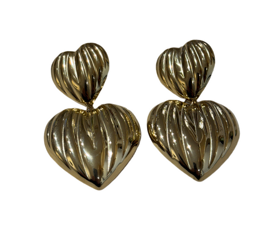 Boucles Nahia - double coeur (Doré)