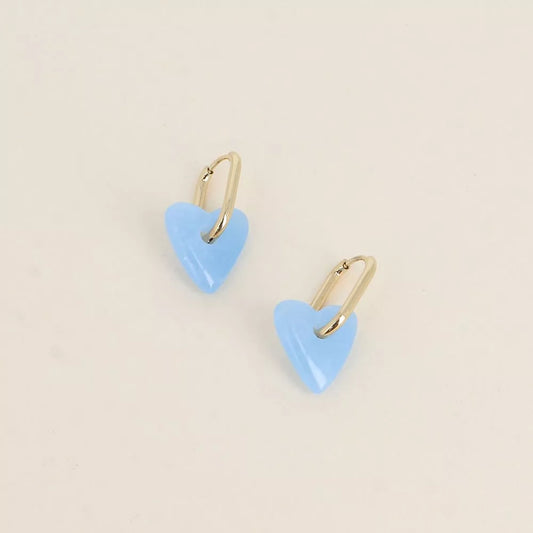 Créoles coeur résine (Bleu clair)