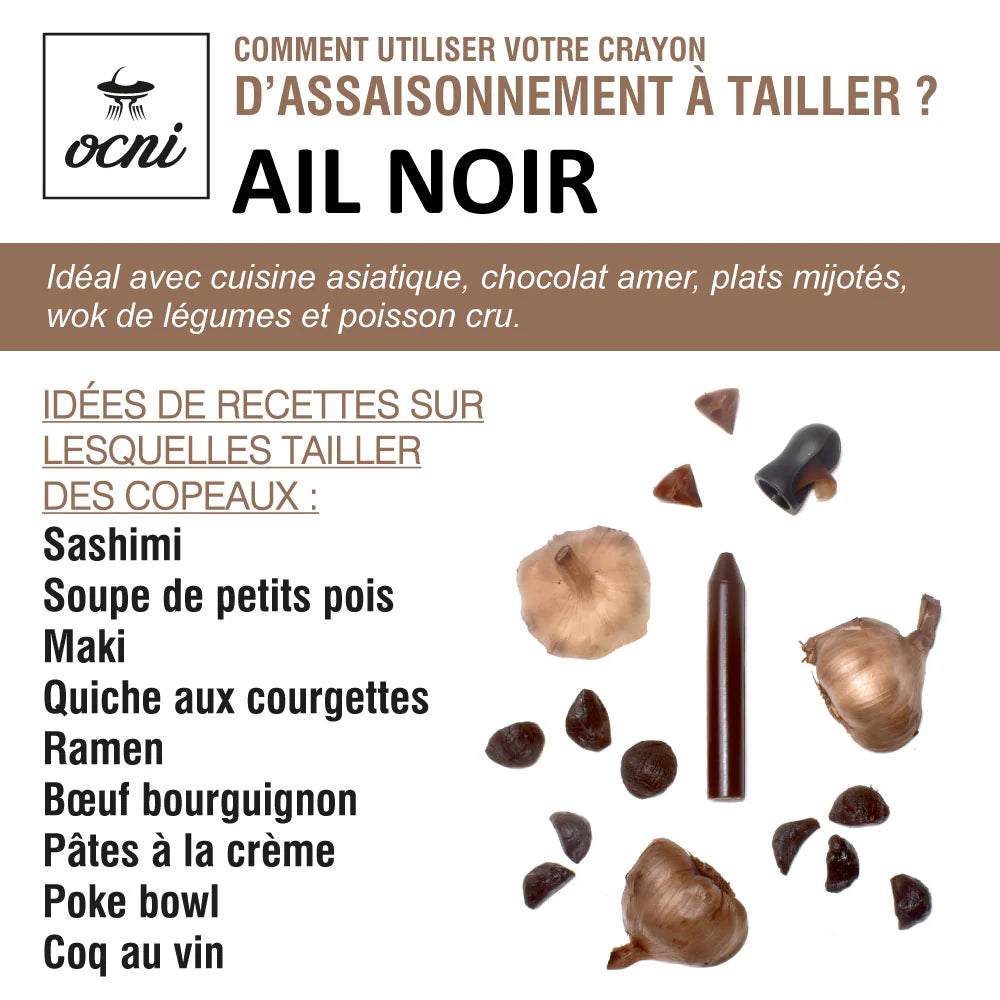 Crayon d’assaisonnement Ail noir – Coffret avec taille-crayon – OCNI