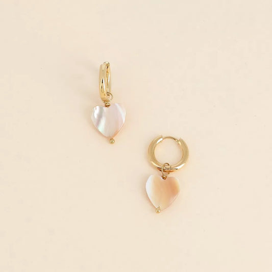 Mini créoles Cœur – nacre naturelle