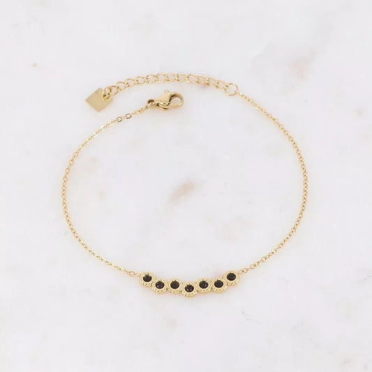 Bracelet Miza doré – zircon noir