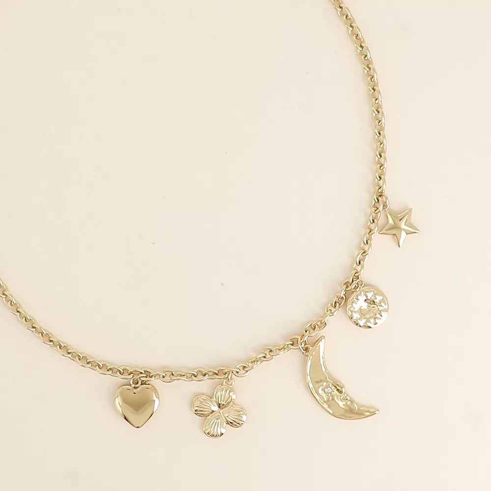 Collier Amara – charms amour & soleil