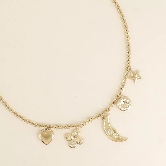 Collier Amara – charms amour & soleil
