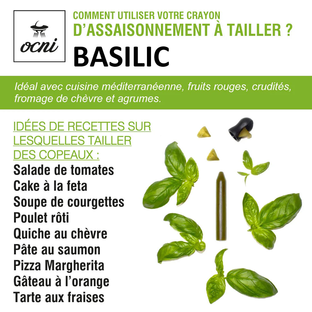 Crayon d’assaisonnement Basilic – Coffret avec taille-crayon – OCNI