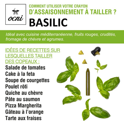 Crayon d’assaisonnement Basilic – Coffret avec taille-crayon – OCNI
