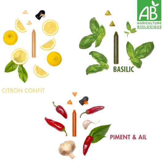 Coffret d’assaisonnement à tailler - Citron Confit, Basilic & Piment & Ail