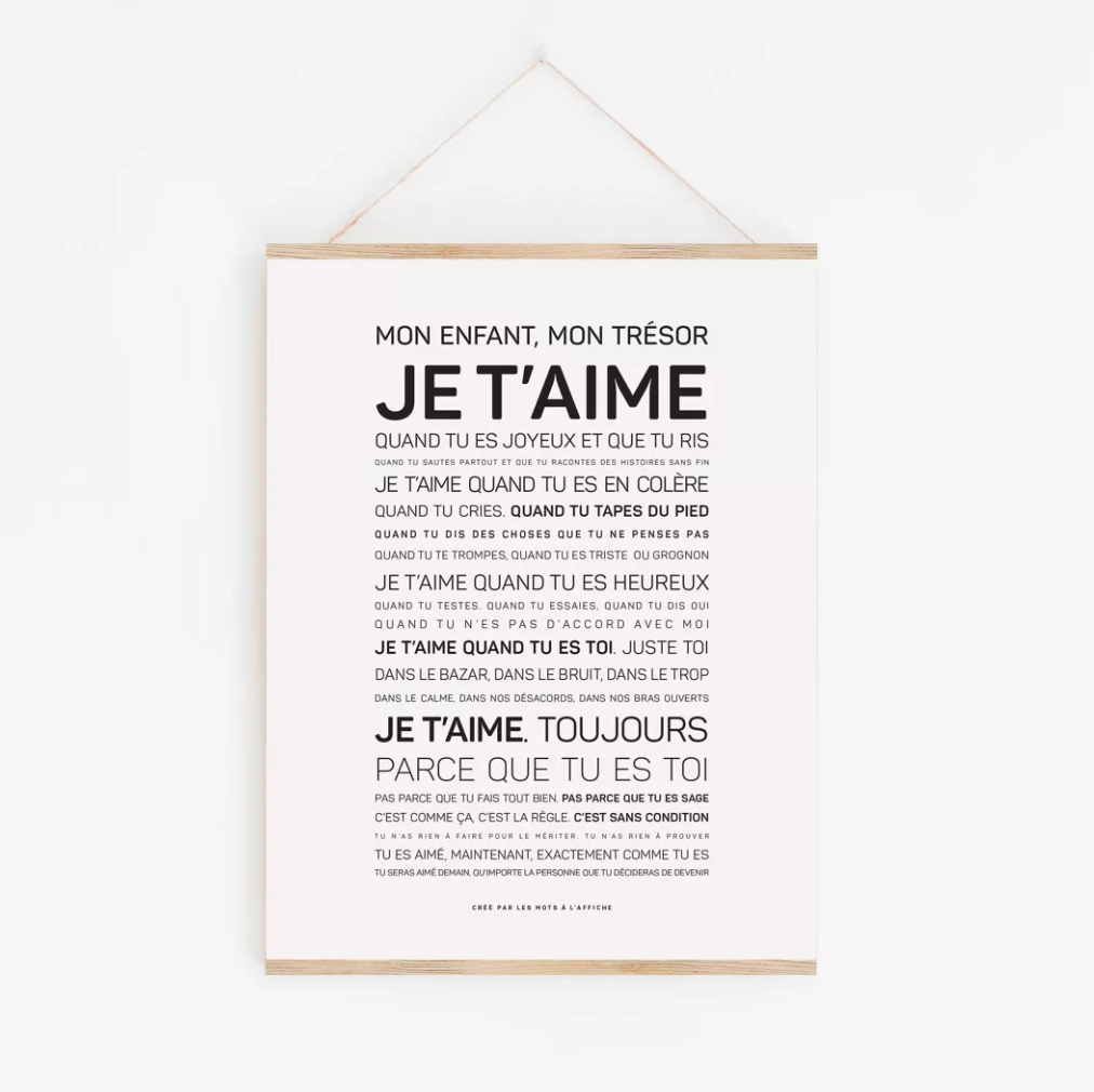 Affiche  Mon enfant, mon trésor – Je t’aime A6