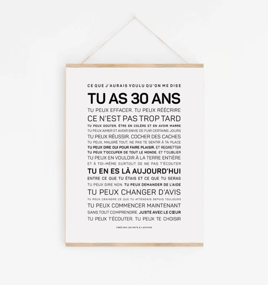 Affiche 30 ans – Ce que j’aurais aimé qu’on me dise A6