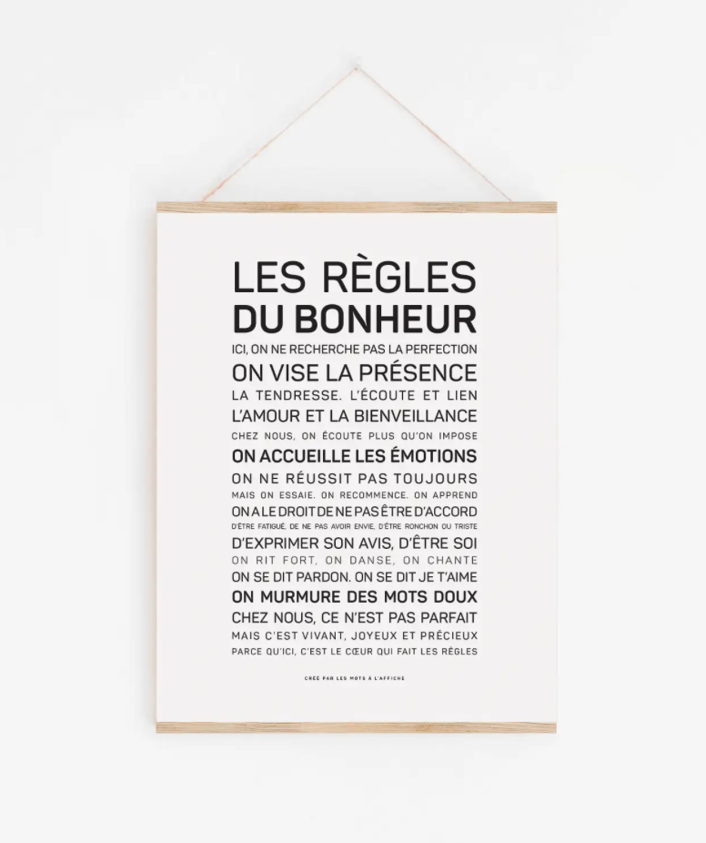 Affiche Les règles du bonheur A6