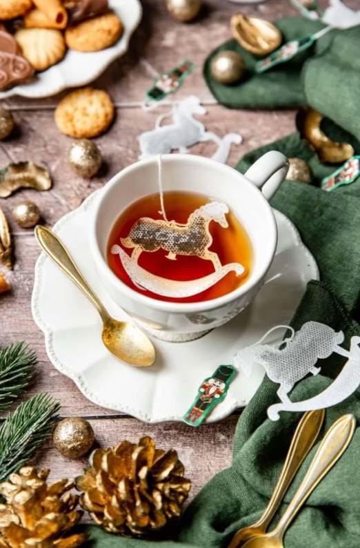 Sachets de thé personnalisés Noël – Cheval à bascule x5