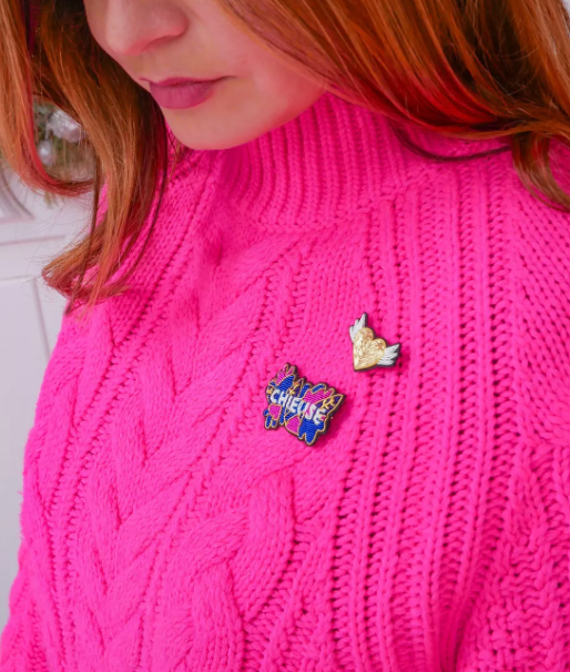 Broche Coeur Ailé Doré brodée main – Malicieuse