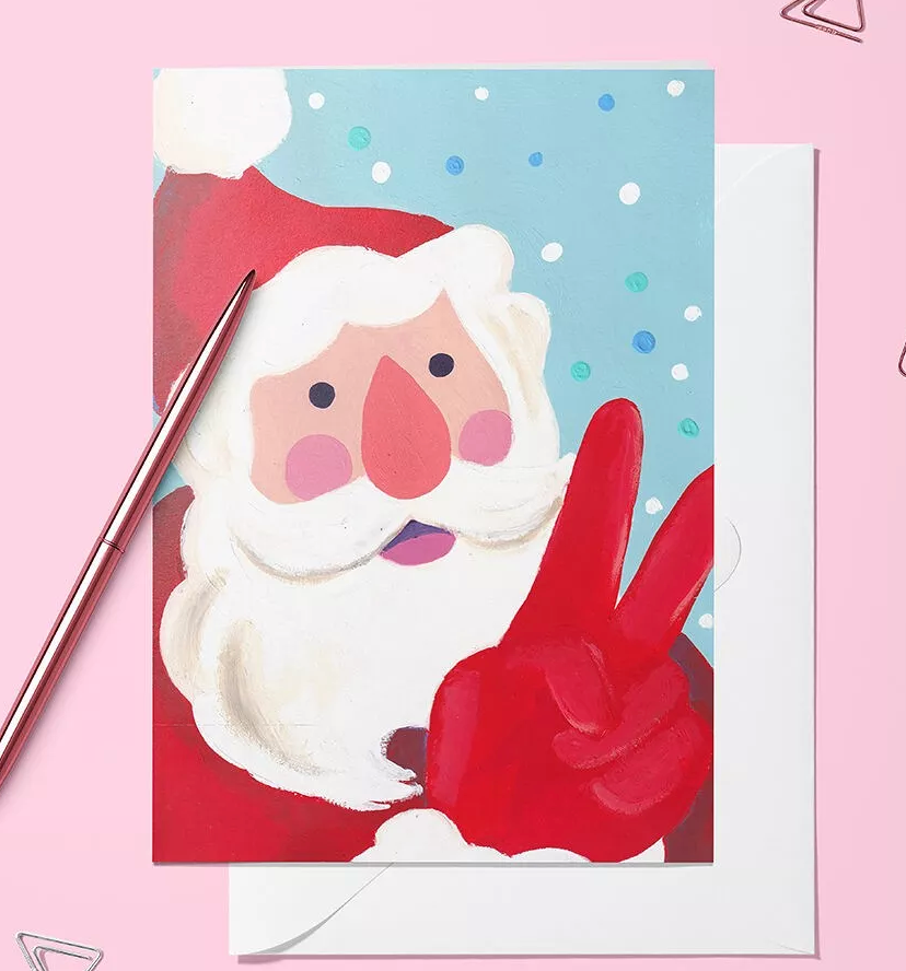 Carte pliée – Selfie du Père Noël