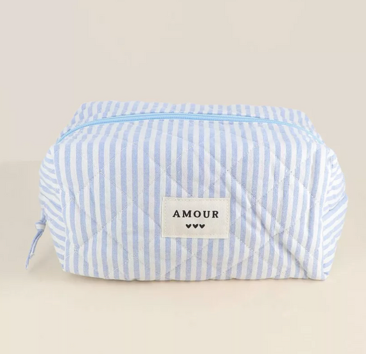 Grande trousse AMOUR - Bleu rayé