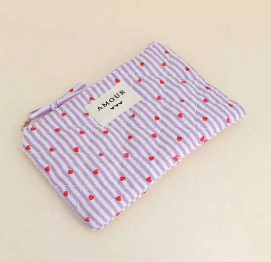 Pochette Amour - Lila / Coeurs rouge