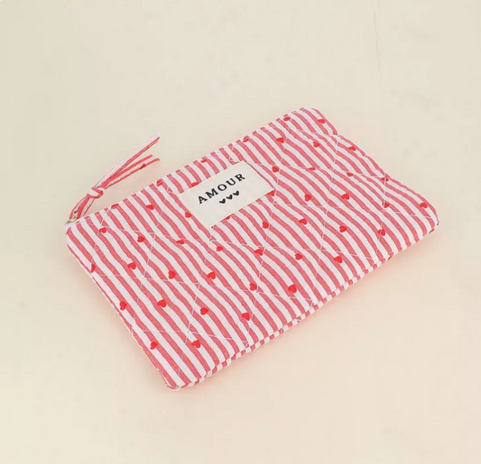 Pochette Amour - Rayure rouge / Coeur rouge