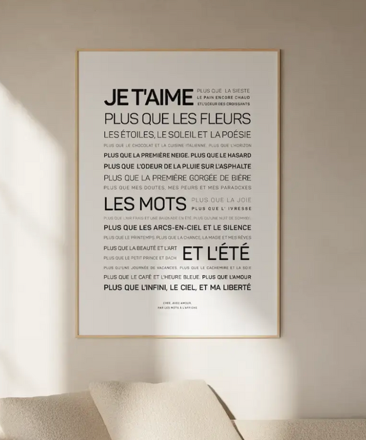 Affiche Je t'aime plus que les fleurs