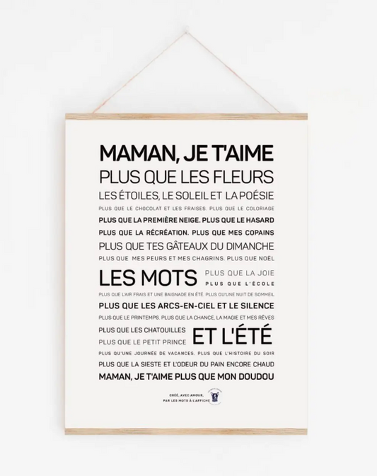 Affiche Maman, je t'aime plus que les fleurs