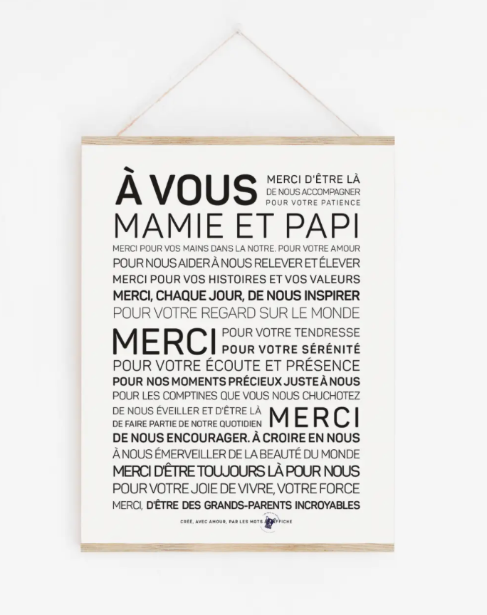 Affiche À vous mamie et papi