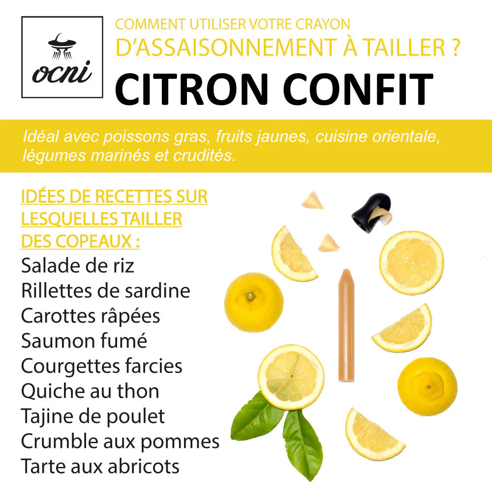 Crayon d’assaisonnement Citron confit – Coffret avec taille-crayon – OCNI