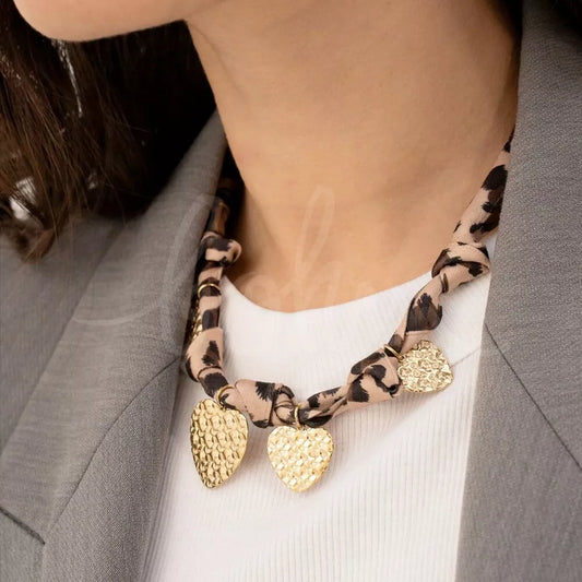Collier Agla - coeurs (Léopard)