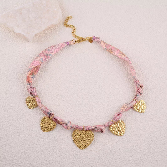 Collier Agla - coeurs (Rose)
