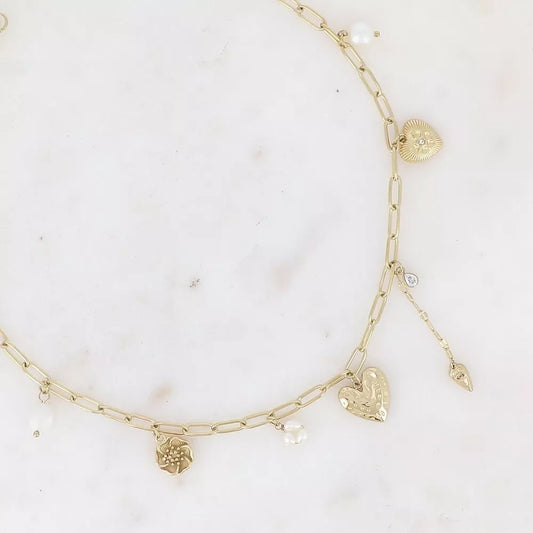 Collier Bethany - breloques (Doré)