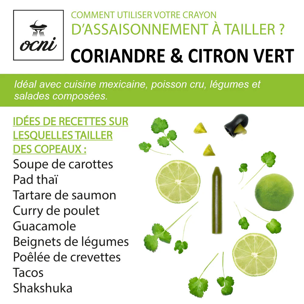 Crayon d’assaisonnement Coriandre & citron vert – Coffret avec taille-crayon – OCNI