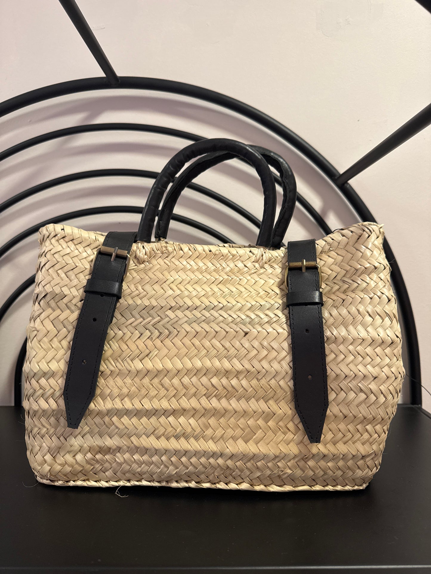 Panier Kelly - naturel et cuir