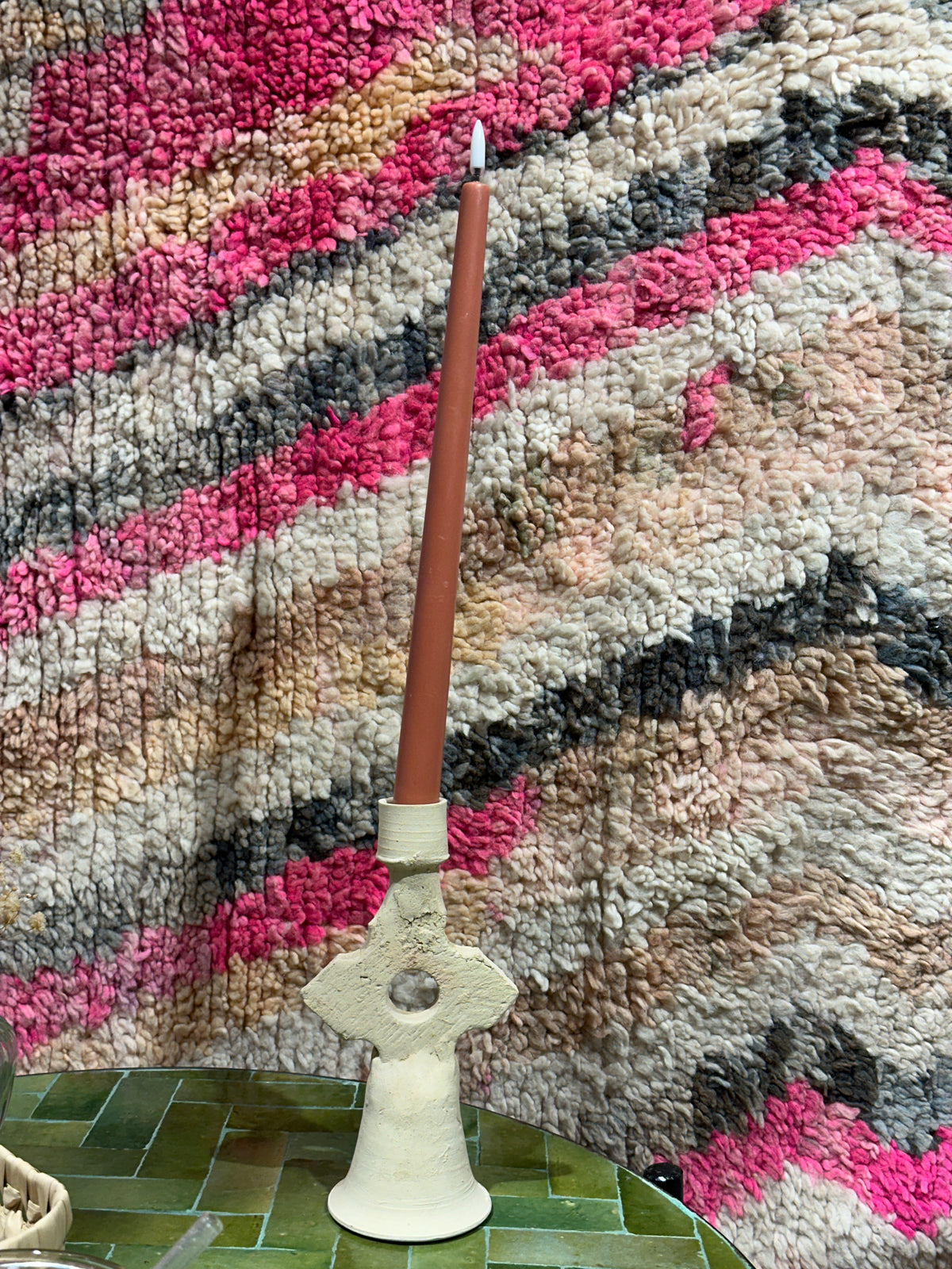 Bougeoir grès beige