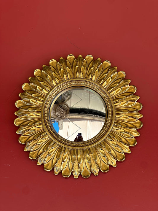 Miroir convexe doré plumes 23cm