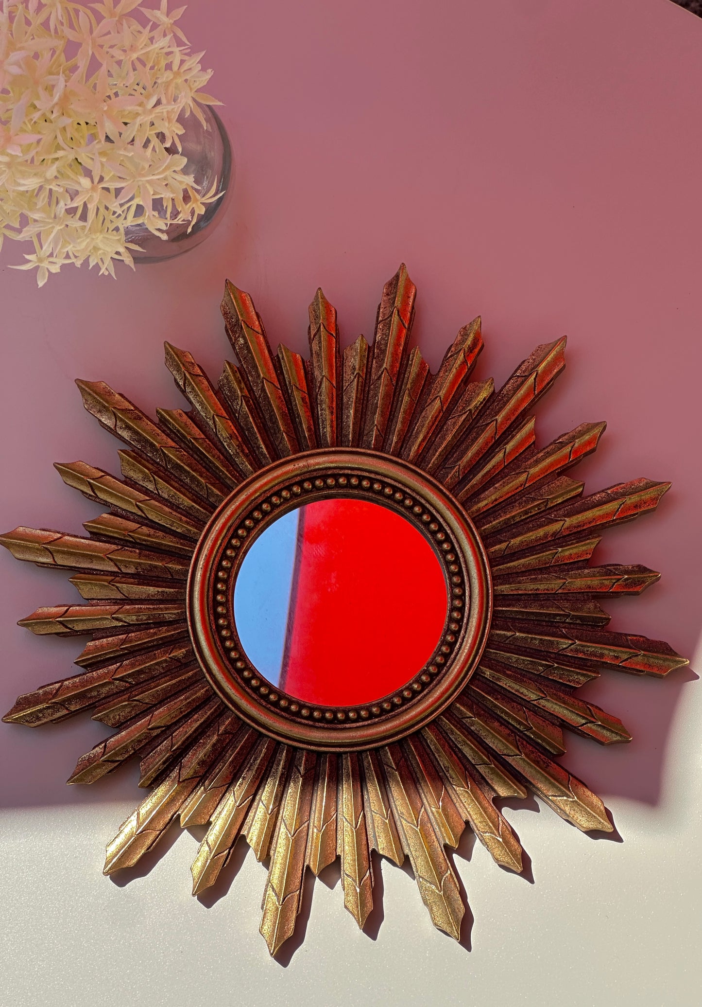 Miroir soleil doré 30cm