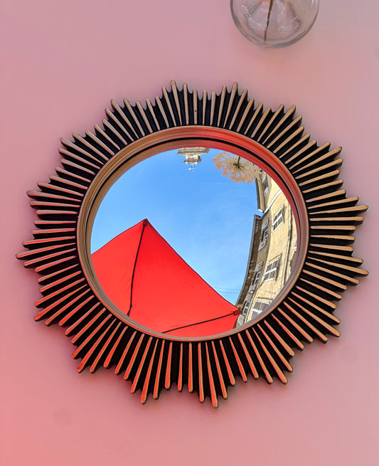 Miroir Ines soleil noir/doré 30cm