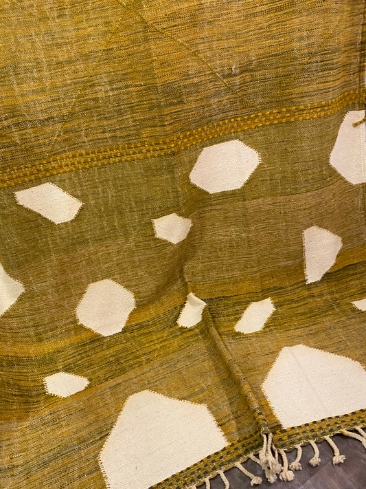 Tapis Kilim vert et beige (320 cm x 200 cm)