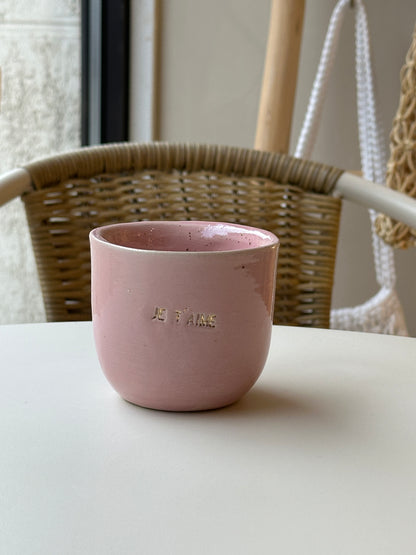 Céramiques Artisanales - Tasses en Grès Rose et dorure