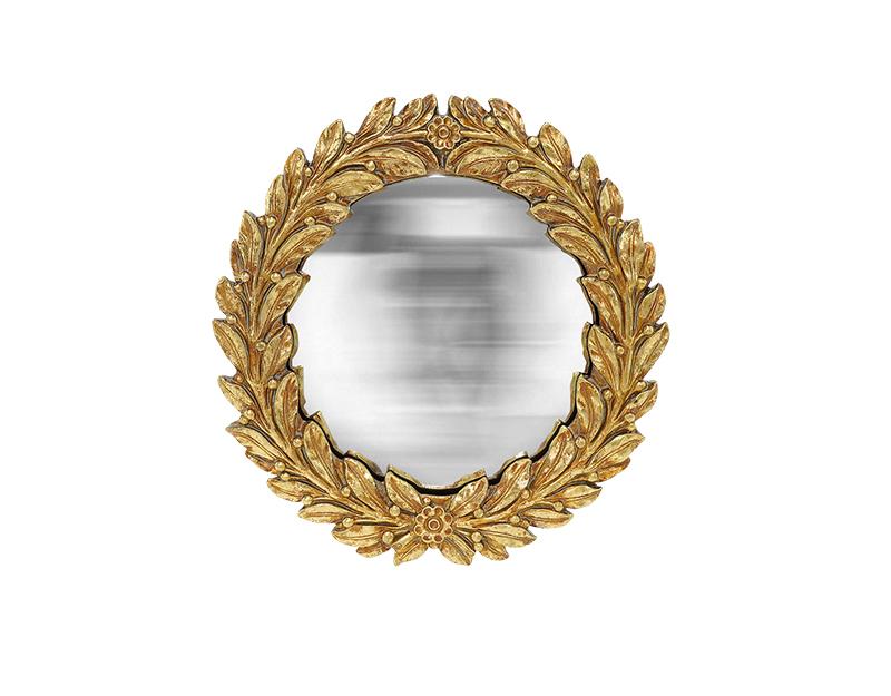 Miroir convexe couronne doré 18,7 cm